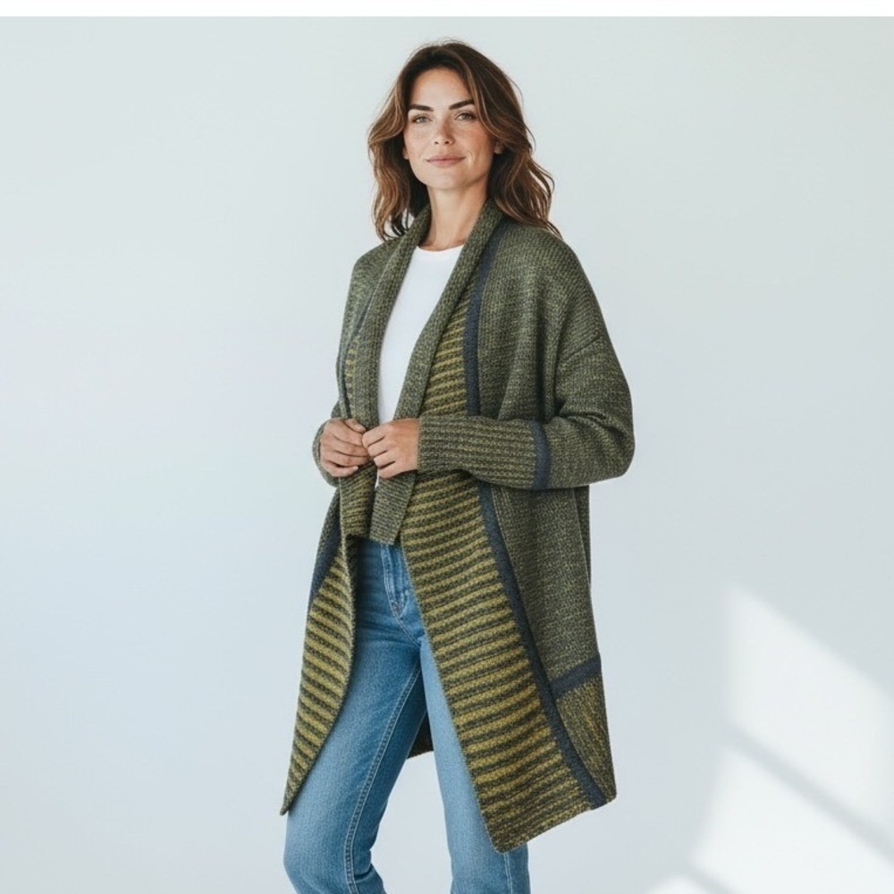 Alpaca Blend Long Open Front‎ Cardigan Vest – One Size Boho Duster